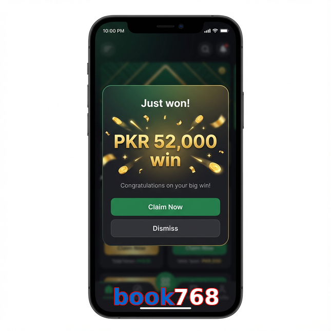 Main screen of Book768 win page for PK players